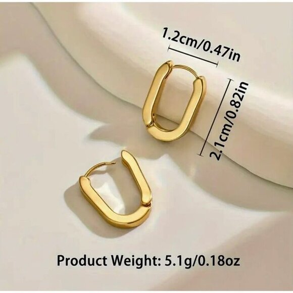 Modern Irregular Gold Loop Earrings - Picture 4 of 4